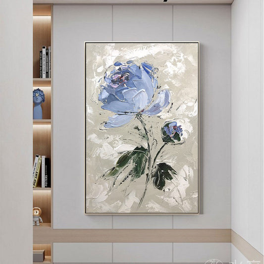 Modern Simple Paintings 3D Knife Flower Oil Painting Canvas Wall Art Thick Acriylic Painting Hand Painted For Home Living Room,31inx47in,No Frame