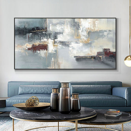 Modern Hand Paint Abstract Thick Oil Painting Nordic Navy Gold Canvas Artwork Handmade Brush Oil Painting,27inx54in,No Frame