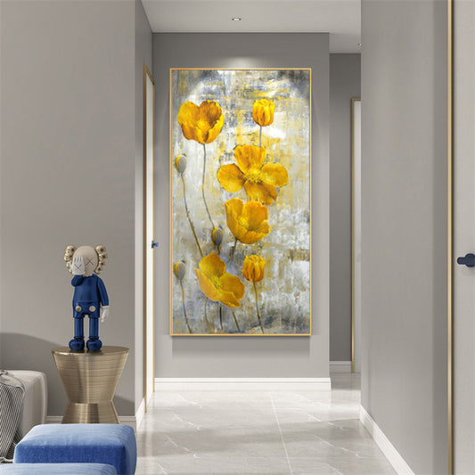 Hand Painted Abstract Nordic Style Flowers Acrylic Painting Beautiful Picture Unframed Wall Decor Canvas Art,27inx54in,No Frame