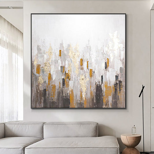 Abstract Urban Architectural Landscape Oil Painting Handmade Large Size Canvas Wall Art Painting for Modern Living