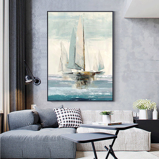 Hand Painted Abstract Sailing Art Oil Painting On Canvas Wall Art Frameless Picture,31inx47in,No Frame