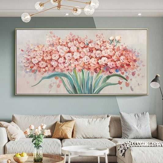 Original Oil Painting Blooming Flowers Hand painted Oil Painting Perfect Wall Art Landscape for Home Decor,27inx54in,No Frame