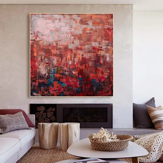 Modern American Aofa Background Wall Decorative Painting Simple Atmosphere Pure Hand Painted Abstract Oil Painting,31inx31in,No Frame