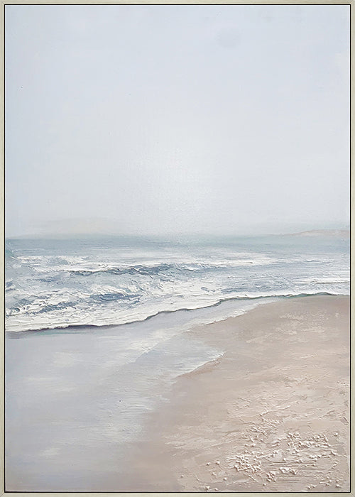 Modern Hand Drawn Oil Painting Wave Seascape On Canvas Thick Textured Decorative Painting For Living Room,31inx47in,No Frame