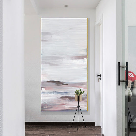 Minimalist Style Decorative Painting Bedroom Painting Corridor Entrance Vertical Hanging Painting Hand-Painted Abstract Pattern27inx54in,No Frame