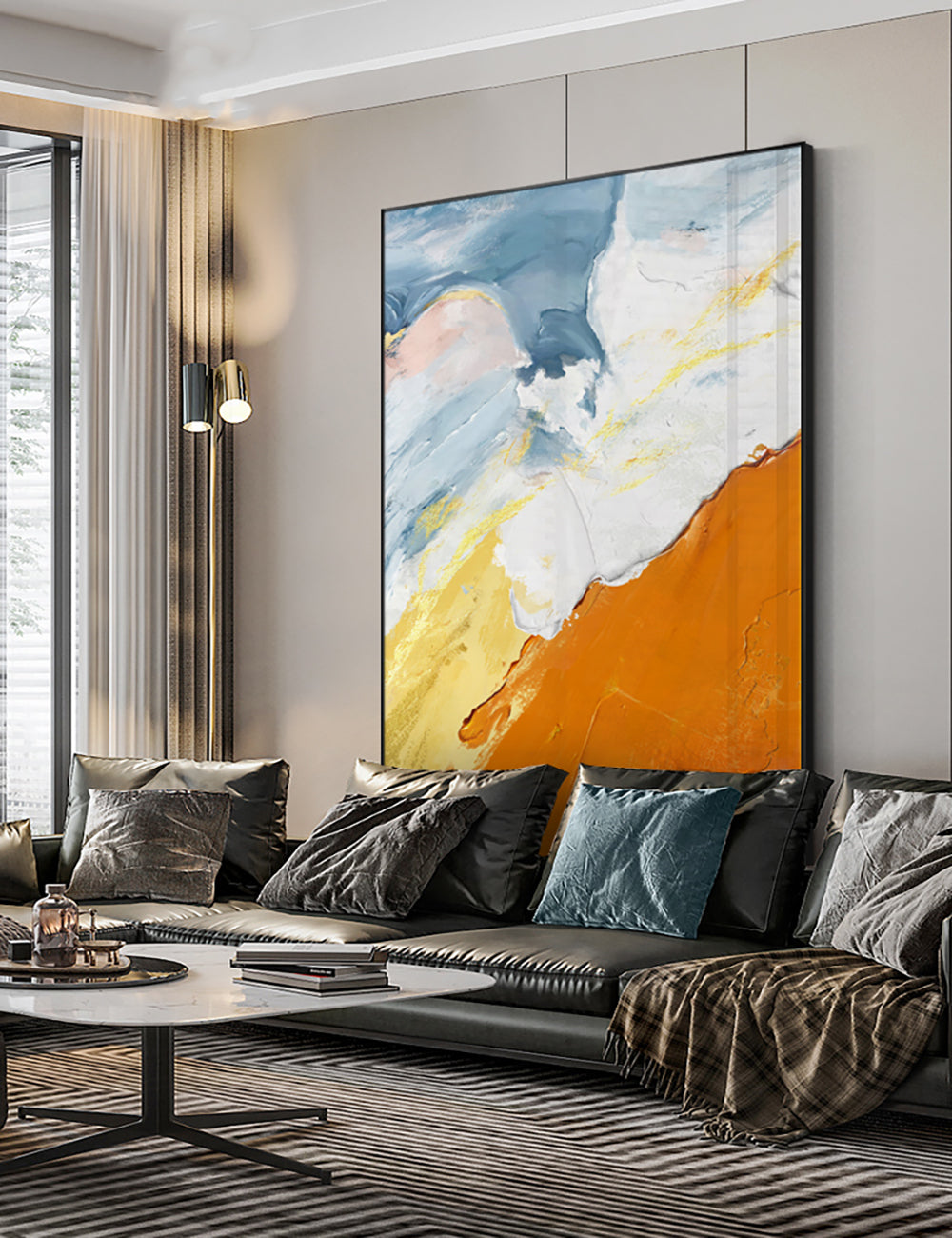 Hand painted Palette Knife Thick Abstract Oil Painting Wall Picture On Canvas Acrylic Modern Paintings,31inx47in,No Frame