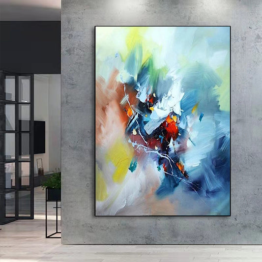 Hand painted Oil Painting Painting Zao Wou ki Abstract Mural Living Room Study Large Decorative painting,31inx47in,No Frame