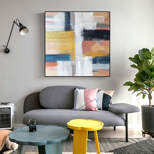 Abstract Handmade Oil Painting Modern Minimalist Home Living Room Decoration Painting,31inx31in,No Frame 1