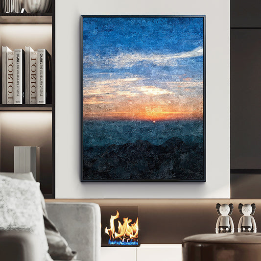 Large Wall Art Hand Painted Abstract Sunset Oil Painting On Canvas Abstract Landscape Painting Living Room,31inx47in,No Frame