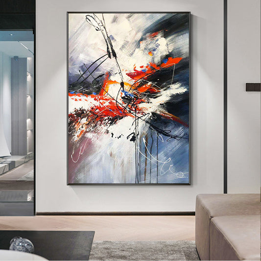 Hand Painted Oil Painting Custom Simple Modern Abstract Painting Living Room Corridor Bedroom Decoration Painting Red,31inx47in,No Frame