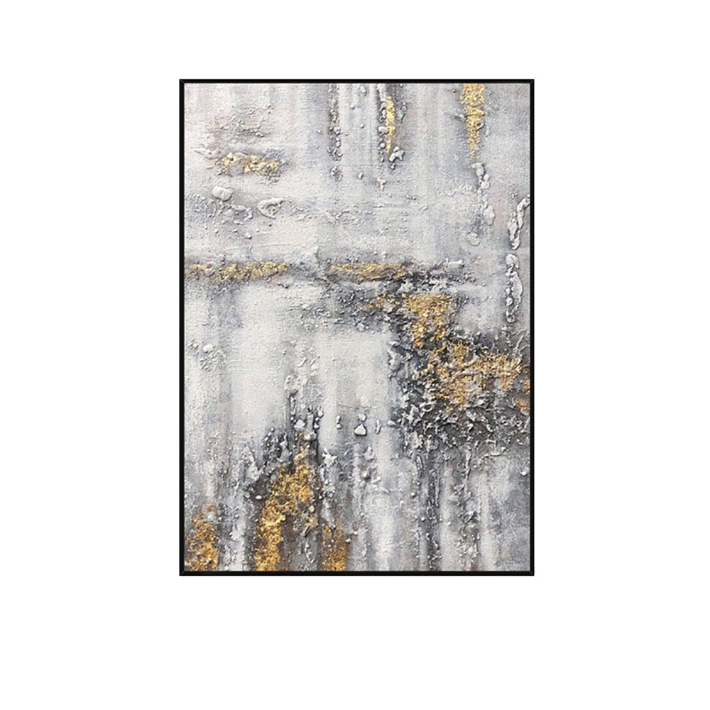 Modern wall art painting abstract Handmade Oil Painting Gold And Gray Hanging Picture For Living Room,31inx47in,No Frame