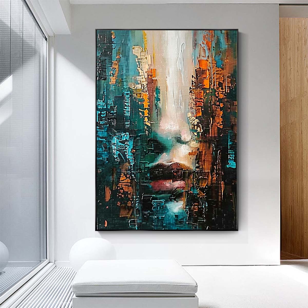 Original creation City Hand painted Oil Painting Canvas Wall Art For Home Living Room Unframed/Rolled #011