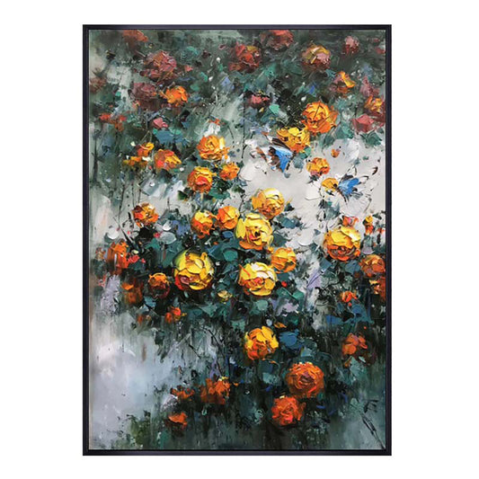 Knife Flower Abstract Oil Painting Thick Texture Oil On Canvas Wall Art Home Decoration Picture Hand,31inx47in,No Frame
