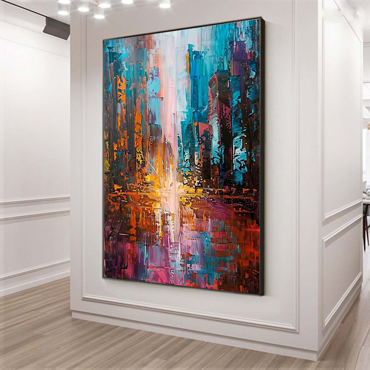 Original creation City Hand painted Oil Painting Canvas Wall Art For Home Living Room Unframed/Rolled #057