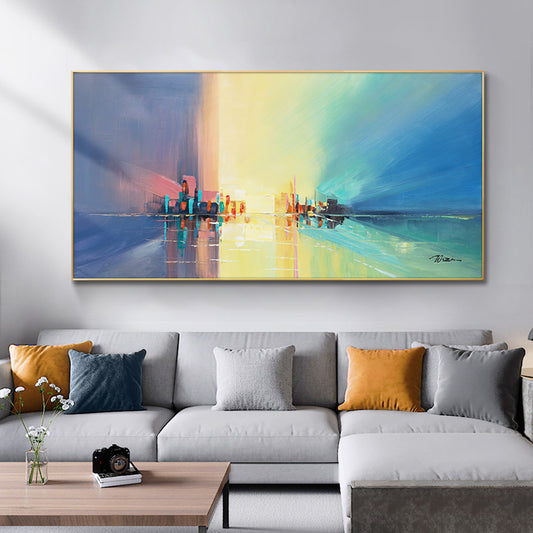 Abstract Landscape Pictures  Hand Painted Oil Paintings On Canvas Wall Picture For Living Room Abstract,27inx54in,No Frame