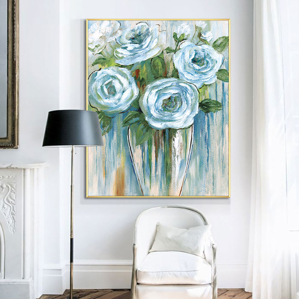 Abstract Flower Textural Knife Painting  Hand Painted Oil Painting On Canvas Handmade Wall Art  For Living Room,31inx47in,No Frame