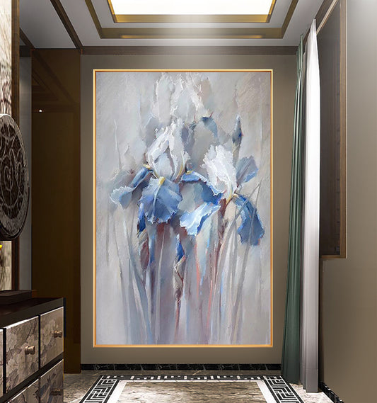 Handmade Palette Knife Classical Flowers Oil Painting Wall Decorative No Frame Textured Canvas Wall Art Home,31inx47in,No Frame