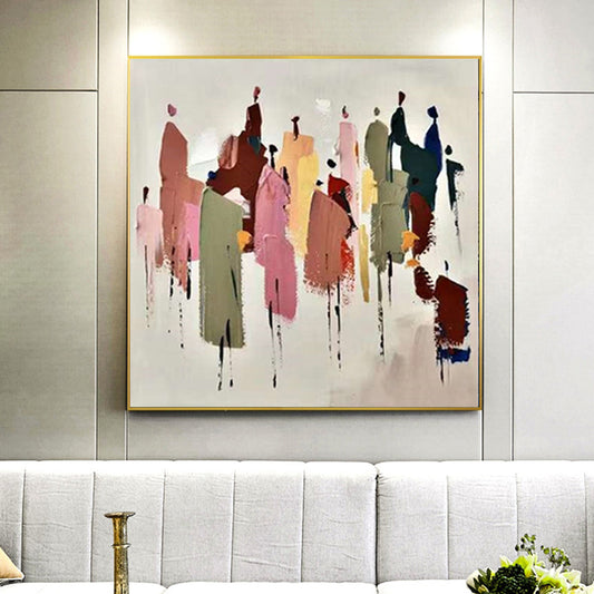 Hand Painted Oil Painting Modern Abstract Figure Handmade Wall Hanging Picture Wall Artwork,31inx31in,No Frame