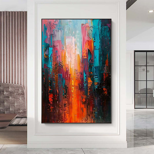 Original creation City Hand painted Oil Painting Canvas Wall Art For Home Living Room Unframed/Rolled #065