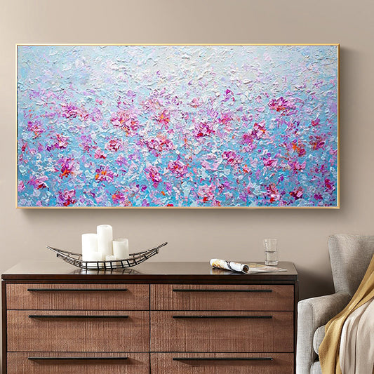 3D Knife Flower Oil Painting Wall Art Room Decor Picture Abstract Art Painting On Canvas Hand,27inx54in,No Frame