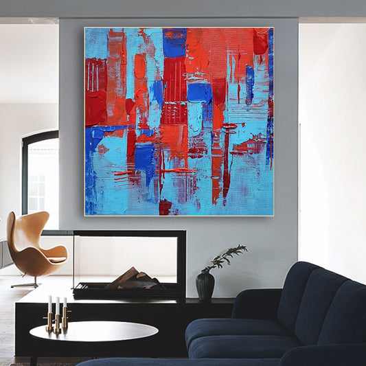 Abstract Hand painted Square Geometric Oil Painting Living Room Bedroom Dining Room Decorative Painting   (Unframed/Rolled)