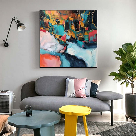 Abstract Handmade Oil Painting Modern Minimalist Home Living Room Decoration Painting,31inx31in,No Frame