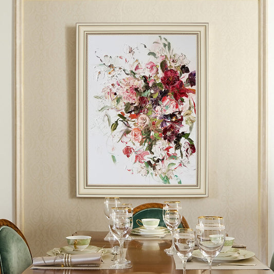 American-style hand-painted Oil Paintings Entrance Vertical Version Of The Peony Flower Decorative Painting Decorative Painting27inx54in,No Frame