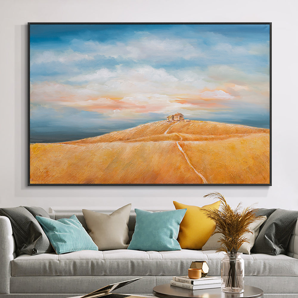 Abstract Hand Painted Desert Oil Painting On Canvas Modern Landscape Wall Art Painting For Living Room,31inx47in,No Frame