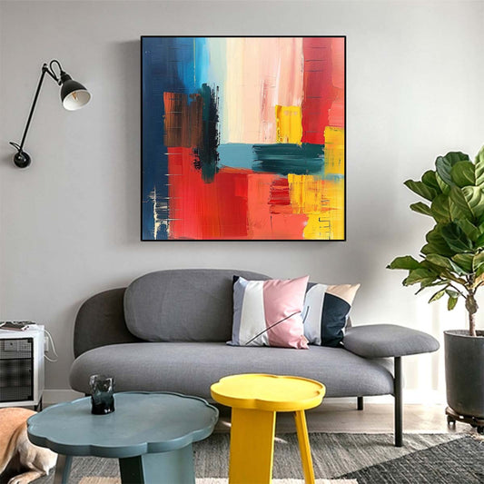 Abstract Handmade Oil Painting Modern Minimalist Home Living Room Decoration Painting,31inx31in,No Frame