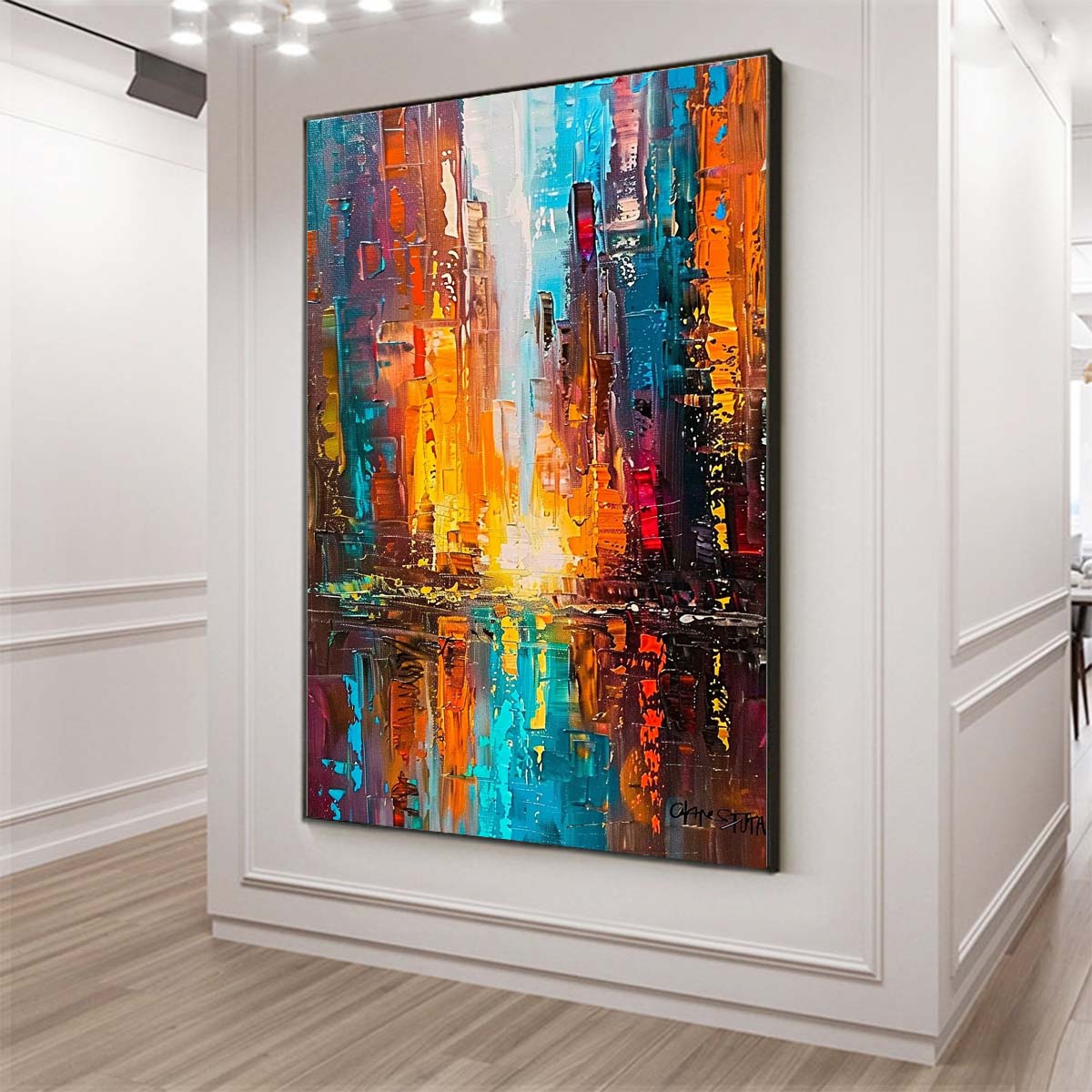 Original creation City Hand painted Oil Painting Canvas Wall Art For Home Living Room Unframed/Rolled #050