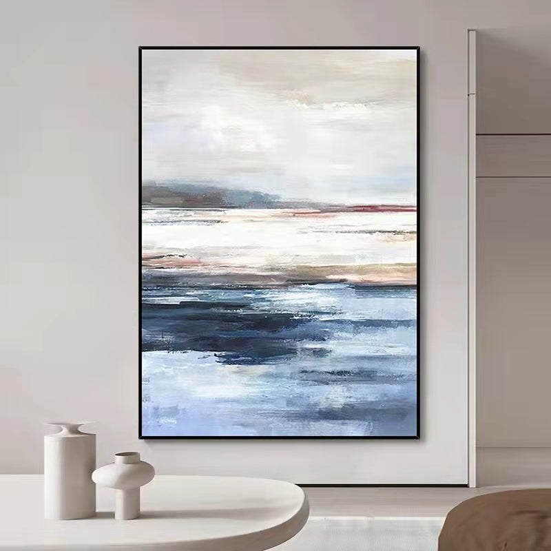 Abstract 3D Blue Grey Thick Oil Handmade Oil Painting Canvas Gold Painting Wall Picture Art Wall For Living Room ,31inx47in,No Frame