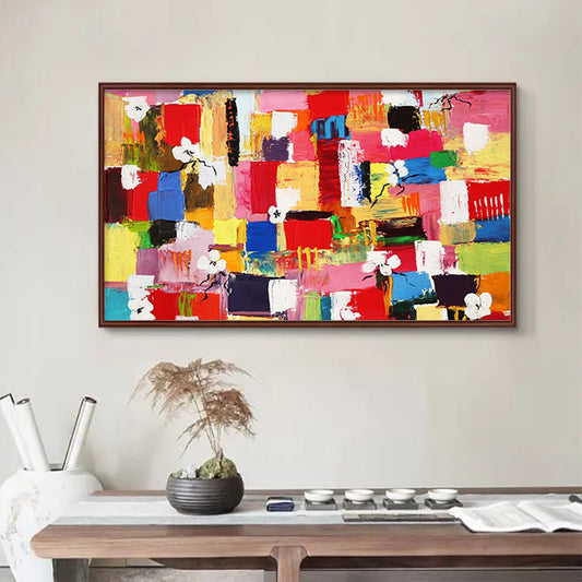 Modern Handpainted Abstract Colourful 3d Oil Painting On Canvas Home Decoration Wall Art Picture For,27inx54in,No Frame