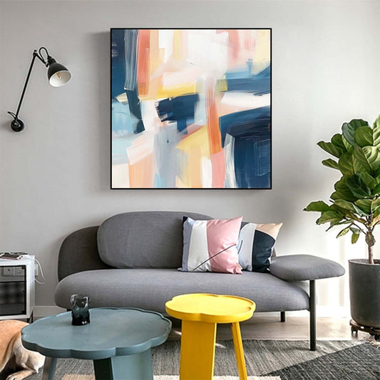 Abstract Handmade Oil Painting Modern Minimalist Home Living Room Decoration Painting,31inx31in,No Frame