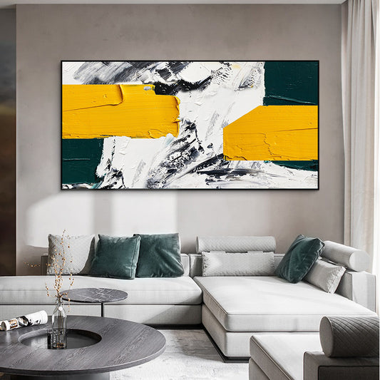 Black And White hand-painted Oil Painting Orange Abstract three-dimensional Decorative Painting The Living Room Sofa Backdrop Co27inx54in,No Frame