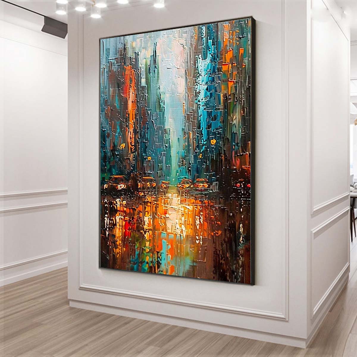 Original creation City Hand painted Oil Painting Canvas Wall Art For Home Living Room Unframed/Rolled #053