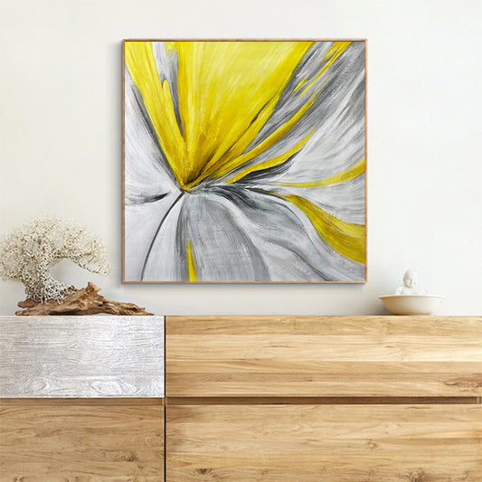 Hand Painted Oil Painting Modern Light Luxury Ginkgo Leaf Living Room Decoration Painting Sofa Background Wall,31inx31in,No Frame