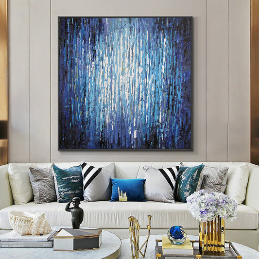 Abstract Purple Blue Oil Painting  Hand Painted On Canvas Wall Art Vintage Minimalist Poster Art,31inx31in,No Frame