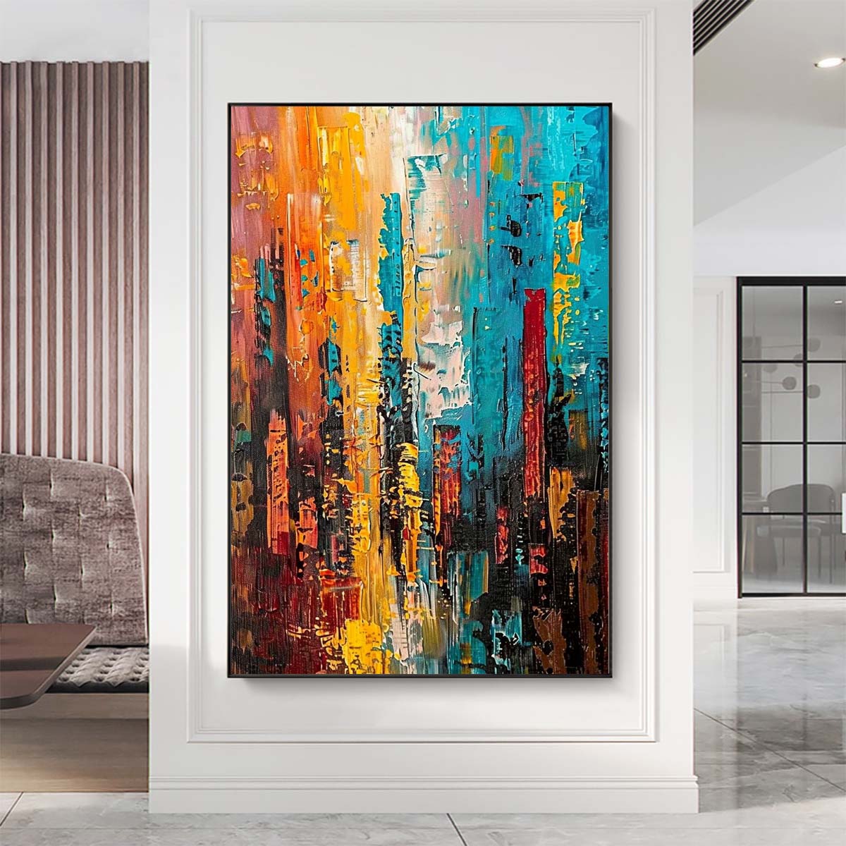 Original creation City Hand painted Oil Painting Canvas Wall Art For Home Living Room Unframed/Rolled #029