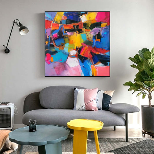 Abstract Handmade Oil Painting Modern Minimalist Home Living Room Decoration Painting,31inx31in,No Frame