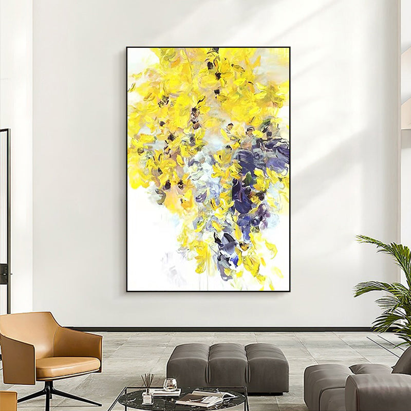 Abstract Modern Oil Painting Hand Painted Canvas Decorative Wall Picture Cuadro Decorativo Living Room Large Yellow For Living Room,31inx47in,No Frame