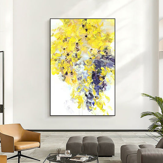 Abstract Modern Oil Painting Hand Painted Canvas Decorative Wall Picture Cuadro Decorativo Living Room Large Yellow For Living Room,31inx47in,No Frame
