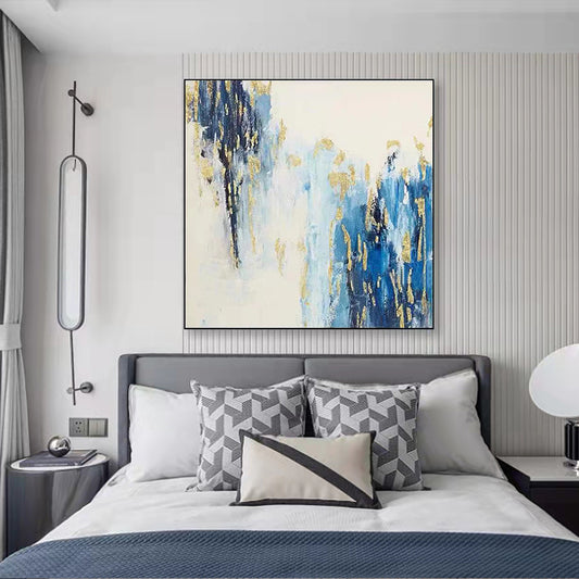 Simple and Modern Hand Painted Abstract Oil Painting Light Luxury Living Room Bedroom Decoration Painting,31inx31in,No Frame