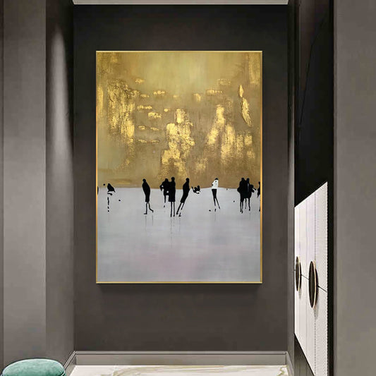 Modern Wall Art Hand Painted Figure Painting Abstarct Landscape Picture Handmade Oil Painting For Home Office,31inx47in,No Frame