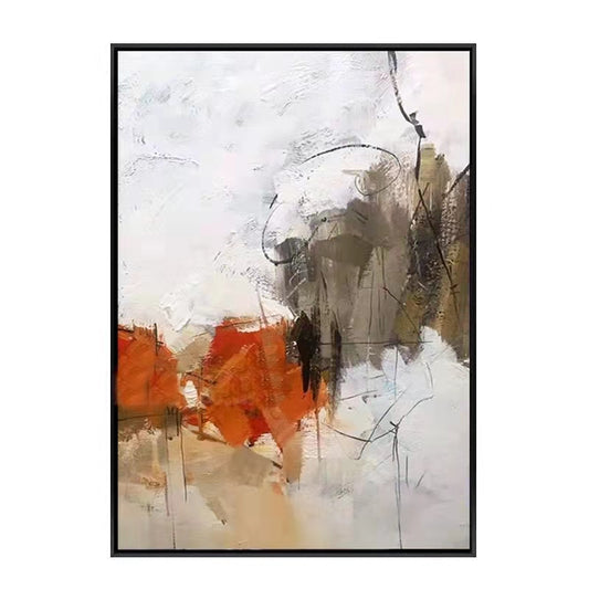 Handmade Orange Oil Painting Large Modern Oil Painting Hand Painted Abstract Painting Living Room Wall Decoration,31inx47in,No Frame