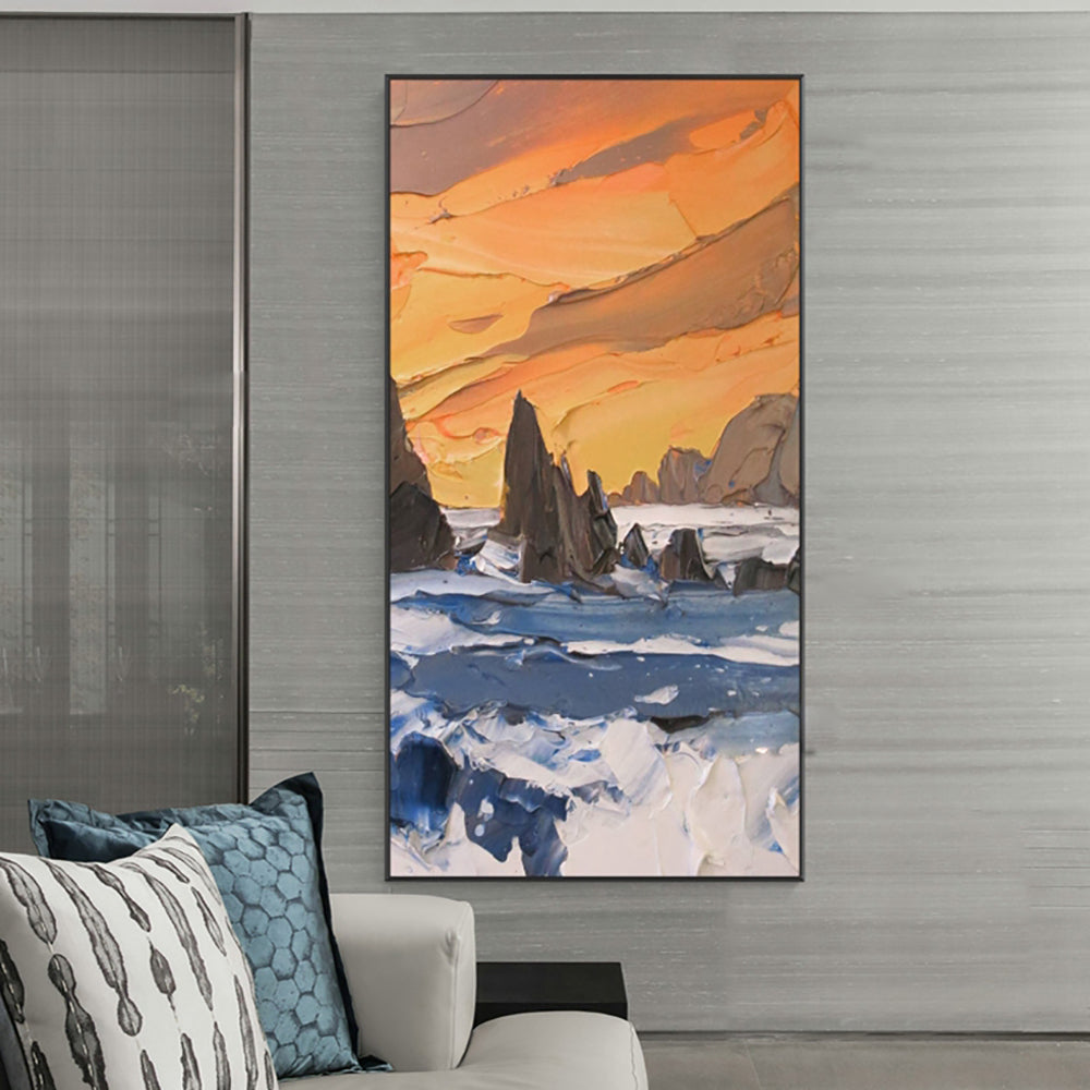 #500Abstract Oil Painting Hand Painted Landscape Oil Painting Thick Oil On Canvas For Living Room Home,27inx54in,No Frame