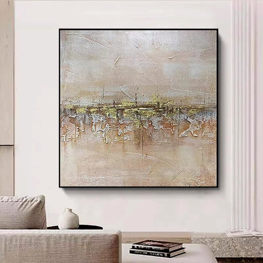 Hand painted Oil Painting Lonely House Style Jinbo Hanging Painting Light Luxury Corridor Decoration Painting Restaurant,31inx31in,No Frame