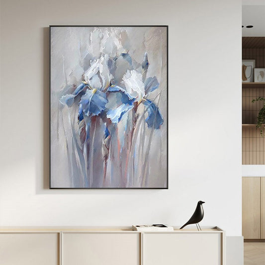 Handmade Palette Knife Classical Flowers Oil Painting Wall Decorative No Frame Textured Canvas Wall Art Home,31inx47in,No Frame