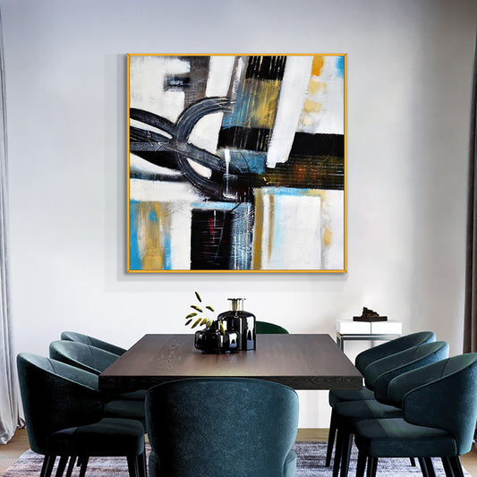 Abstract Geometric  Hand Painted Oil Painting On Canvas Modern Wall Art Paintings Minimalist Poster Art,31inx31in,No Frame