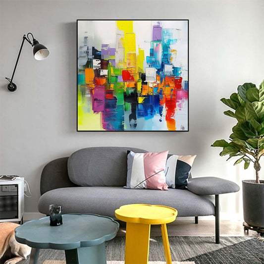 Abstract Handmade Oil Painting Modern Minimalist Home Living Room Decoration Painting,31inx31in,No Frame
