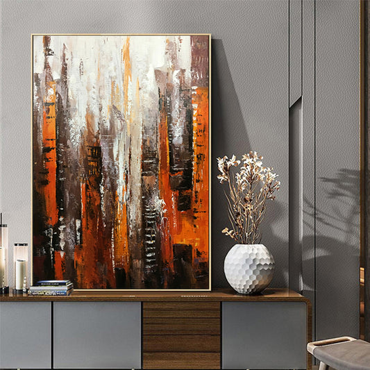 Modern Abstract Wall Art Oil Painting On Canvas Artwork Handmade City Landscape Oil Painting For Living Room Bedroom ,31inx47in,No Frame